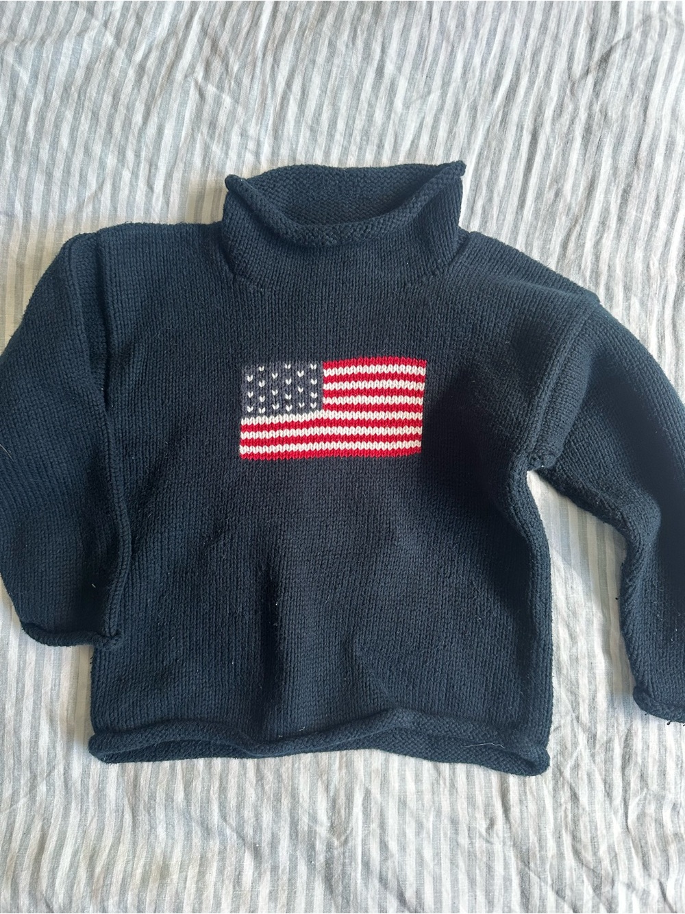 Kid Rollneck American Flag Navy Sweater